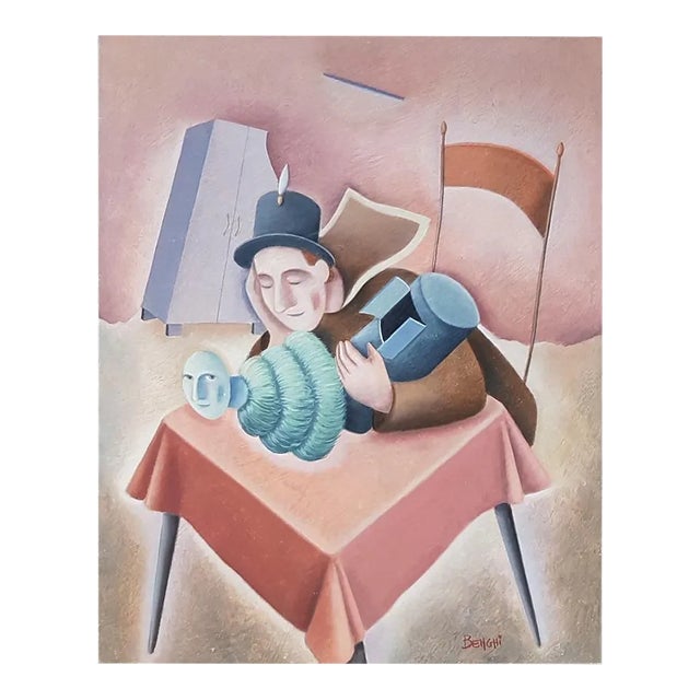 La Fuga di Un Sogno - Original Oil on Wooden Panel by C. Benghi - 2000s 2000s For Sale