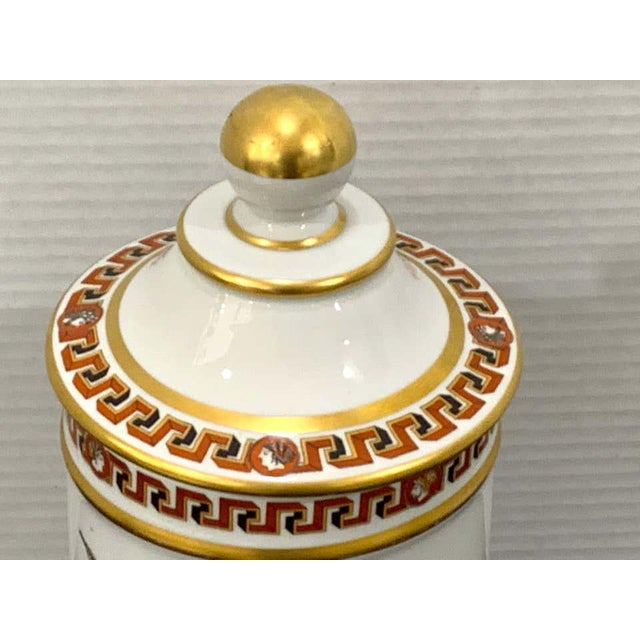 Early 20th Century French Greek Revival Porcelain Apothecary Jar For Sale - Image 4 of 10