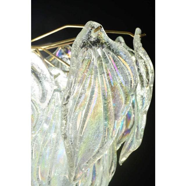 1970s Large Murano Glass Rainbow Leaves Chandelier For Sale - Image 6 of 13