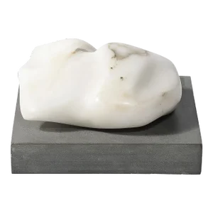 Mid-Century Biomorphic Carved Stone Sculpture on Rectilinear Slate Base