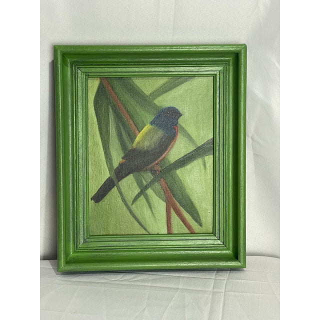 Vintage Male Painted Bunting Bird Painting For Sale In Cincinnati - Image 6 of 9