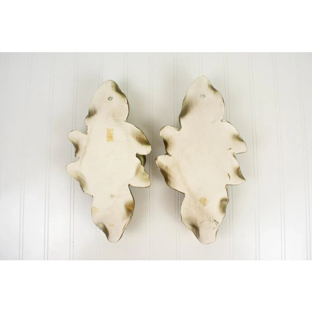 Mid-Century Gold & White Delicate Floral Chalkware, Plasterware - a Pair For Sale - Image 11 of 12