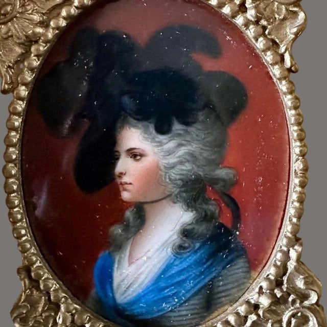 Antique Hand-Painted Georgian Miniature Portrait of Sarah Siddons in Gilt Frame For Sale - Image 3 of 11