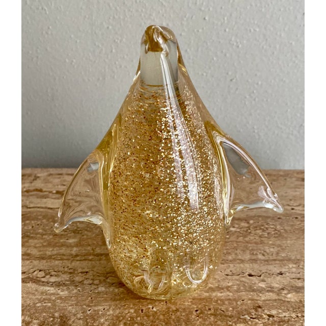 Mid 20th Century Vintage Italian Glass Penguin With Gold Flecks For Sale - Image 5 of 5