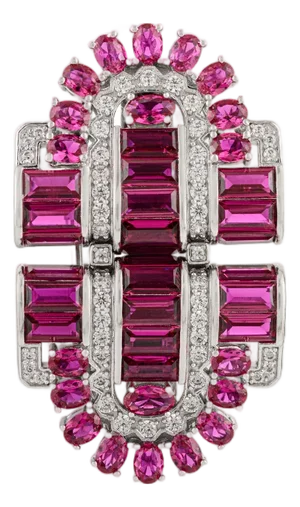 Elegant Retro Design Boucheron Double Clip Cz Brooch Pin by Carat&her