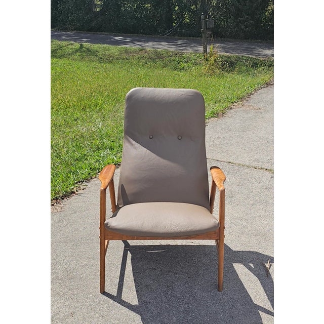 Alf Svensson Alf Svensson for Fritz Hansen Lounge Chair Danish Mid Century Modern, Leather For Sale - Image 4 of 8