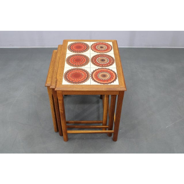 1960s Mid-Century Danish Oak Nesting Tables with Tile Tops, 1960s, Set of 3 For Sale - Image 5 of 15