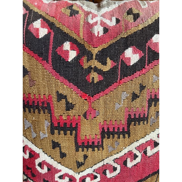Persian Custom Red & Tan Kilim Pillow For Sale - Image 3 of 8