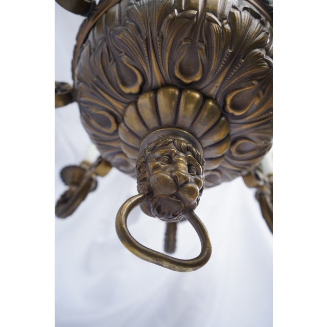 Monumental French Baroque Revival Eight-Light Cast Bronze Chandelier, Probably French, Circa 1915–1925 For Sale - Image 10 of 14