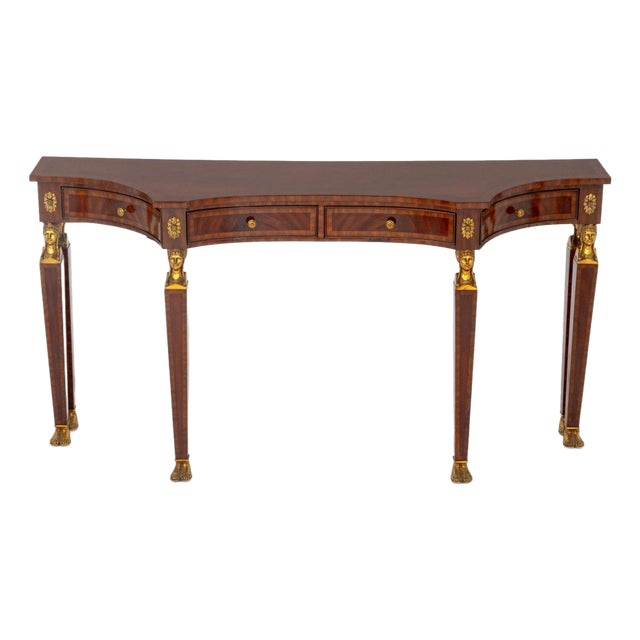 Egyptian Revival Brass Mounted Mahogany Console For Sale