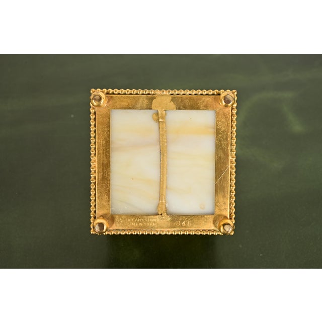Tiffany Studios New York Grapevine Bronze Doré and Favrile Slag Glass Inkwell For Sale - Image 11 of 14