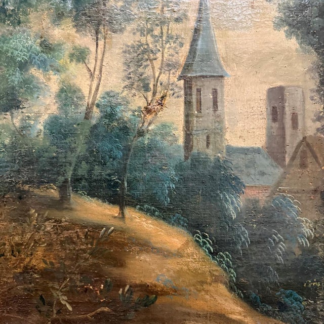 18th Century French Breton Boiserie Panel Oil on Canvas in Napoleon III Frame For Sale - Image 14 of 16