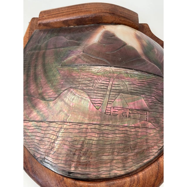 1960s Shell Hinge-Lidded Wood Box Attributed to Alexandre
