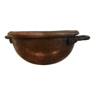 Large Antique French Copper Bowl For Sale