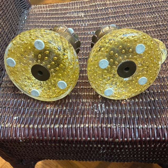 Cenedese 1960s Murano Gold Candlesticks Signed(Pictured) Ars Cenedese Murano For Sale - Image 4 of 6