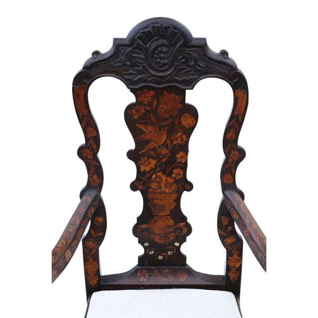 Antique Dutch Marquetry Elbow Chair, 1700s For Sale - Image 5 of 9