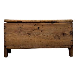 19th Century Rustic Larch Wood Chest For Sale