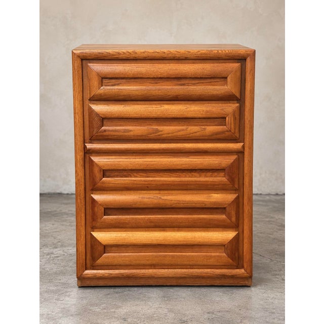 Mid-Century Modern Vintage Bassett Mid-Century Modern Sculptural Walnut Tall Chest of Drawers For Sale - Image 3 of 12