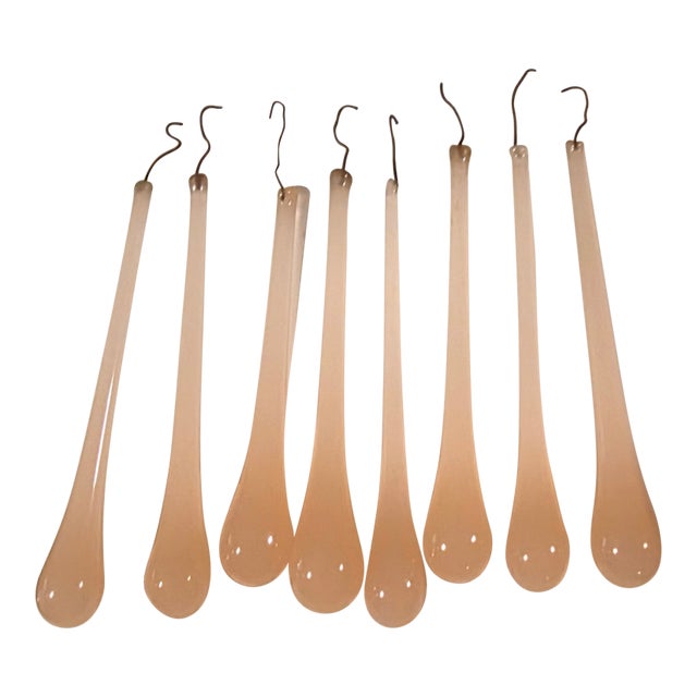 Set of Eight Small Antique Pink Opaline Murano Glass Drops For Sale