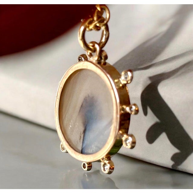 Metal Dendritic Pendant With Diamonds & 14k Gold For Sale - Image 7 of 12