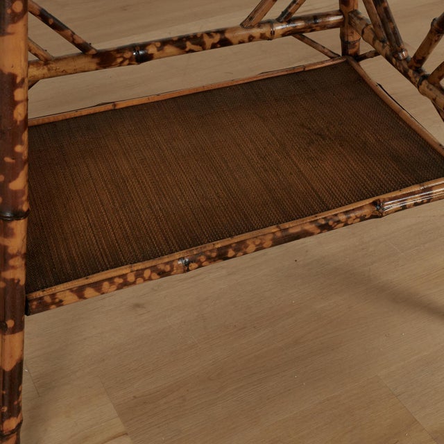 Antique English Bamboo and Grasscloth Table With a Bird Top For Sale - Image 13 of 17