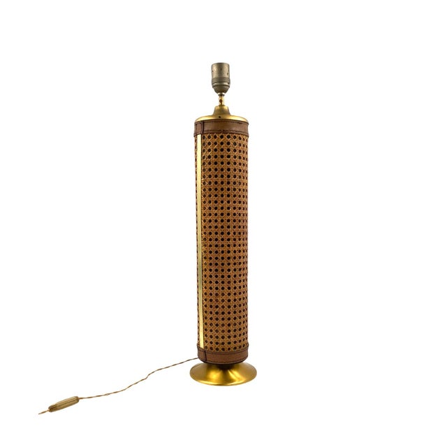 Hollywood Regency Brass and Vienna Straw Lamp Base, Italy, 1970s For Sale - Image 13 of 14