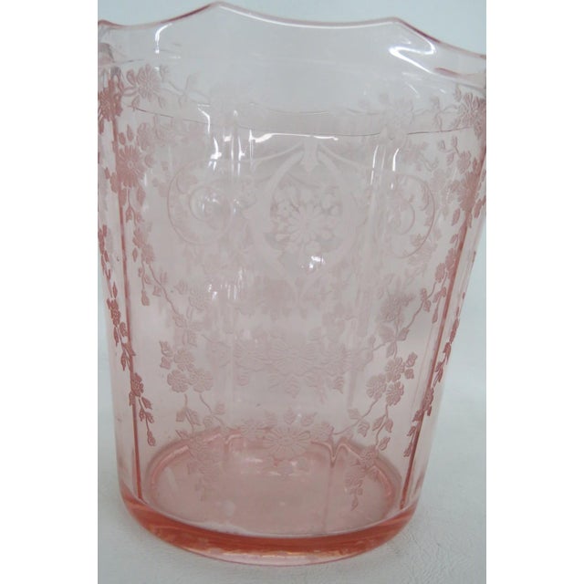 Early 20th Century Fostoria Versailles Pink Depression Glass Ice Bucket With Metal Handle 4503b For Sale - Image 11 of 16