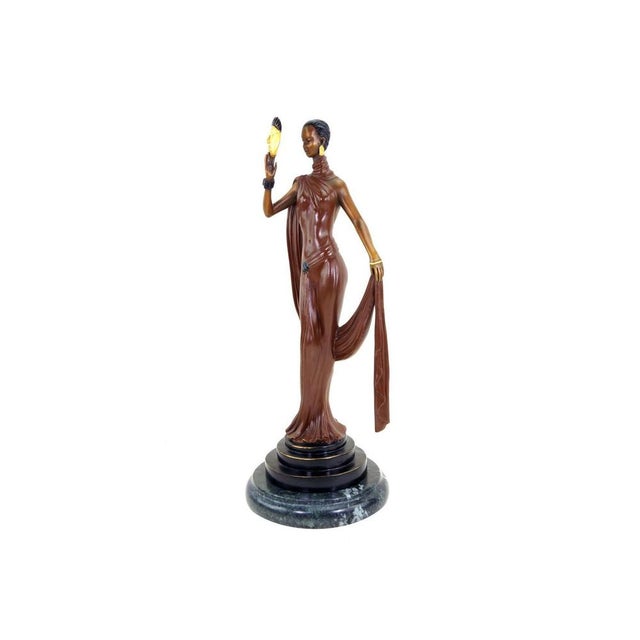 Art Deco Style Sculpture Dancer with Mask, 20th Century, Bronze For Sale - Image 8 of 10