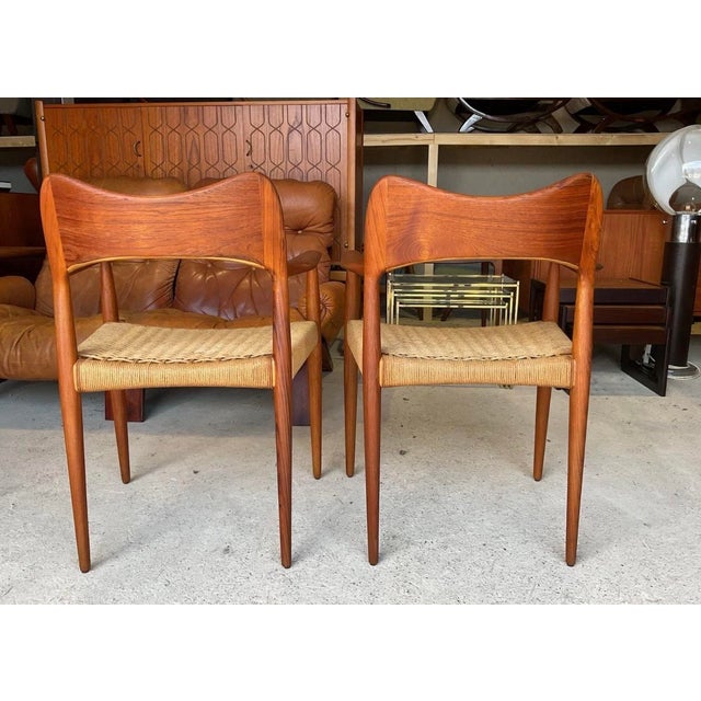 Brown Danish Dining Carver Chairs by Arne Hovmand Olsen for Mogens Kold, Set of 2 For Sale - Image 8 of 18