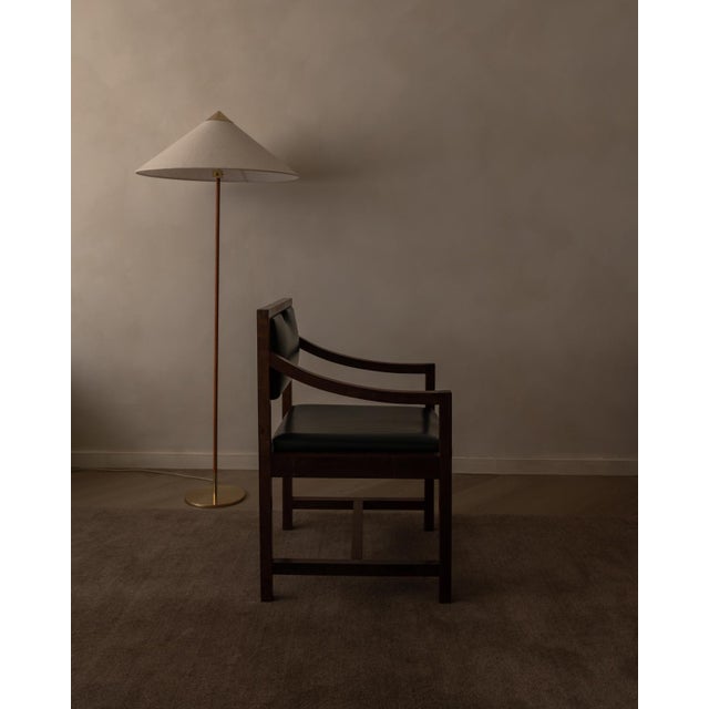 Vintage Scandinavian Style Wooden and Black Skai Leather Armchair, 1960s For Sale - Image 4 of 18