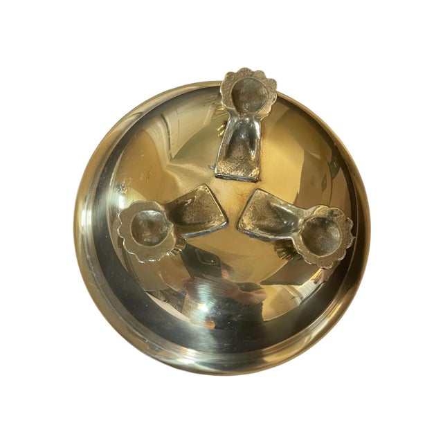1970s Vintage Polished Brass Gargoyle Footed Pedestal Bowl/Mini Planter For Sale - Image 5 of 8