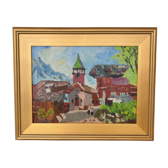 Silvio Silvestri, Listed Artist European Cityscape Village Oil Painting W/ Antiqued Gold Frame For Sale - Image 12 of 12