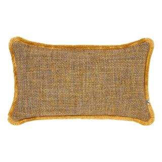 Textured Woven Cushion with Fringed Border by Villa Como For Sale
