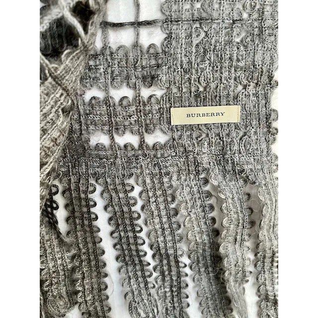 Textile Burberry Mohair Windowpane Wrap Scarf, Made in Italy For Sale - Image 7 of 10