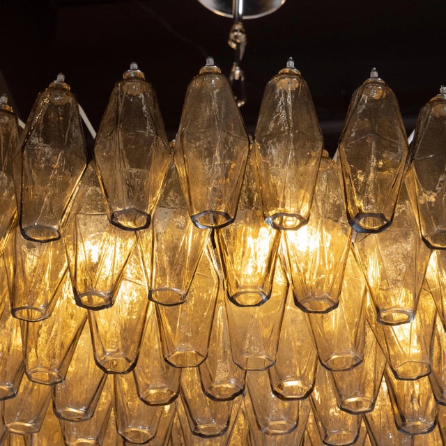 Late 20th Century Modernist Smoked Topaz Chandelier With Chrome Fittings, in the Manner of Venini For Sale - Image 5 of 8