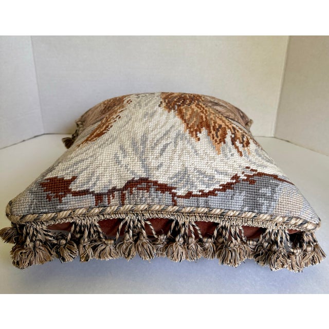 Figurative Vintage Needlepoint Fringe Pillow of Shih Tzu Dog For Sale - Image 3 of 8