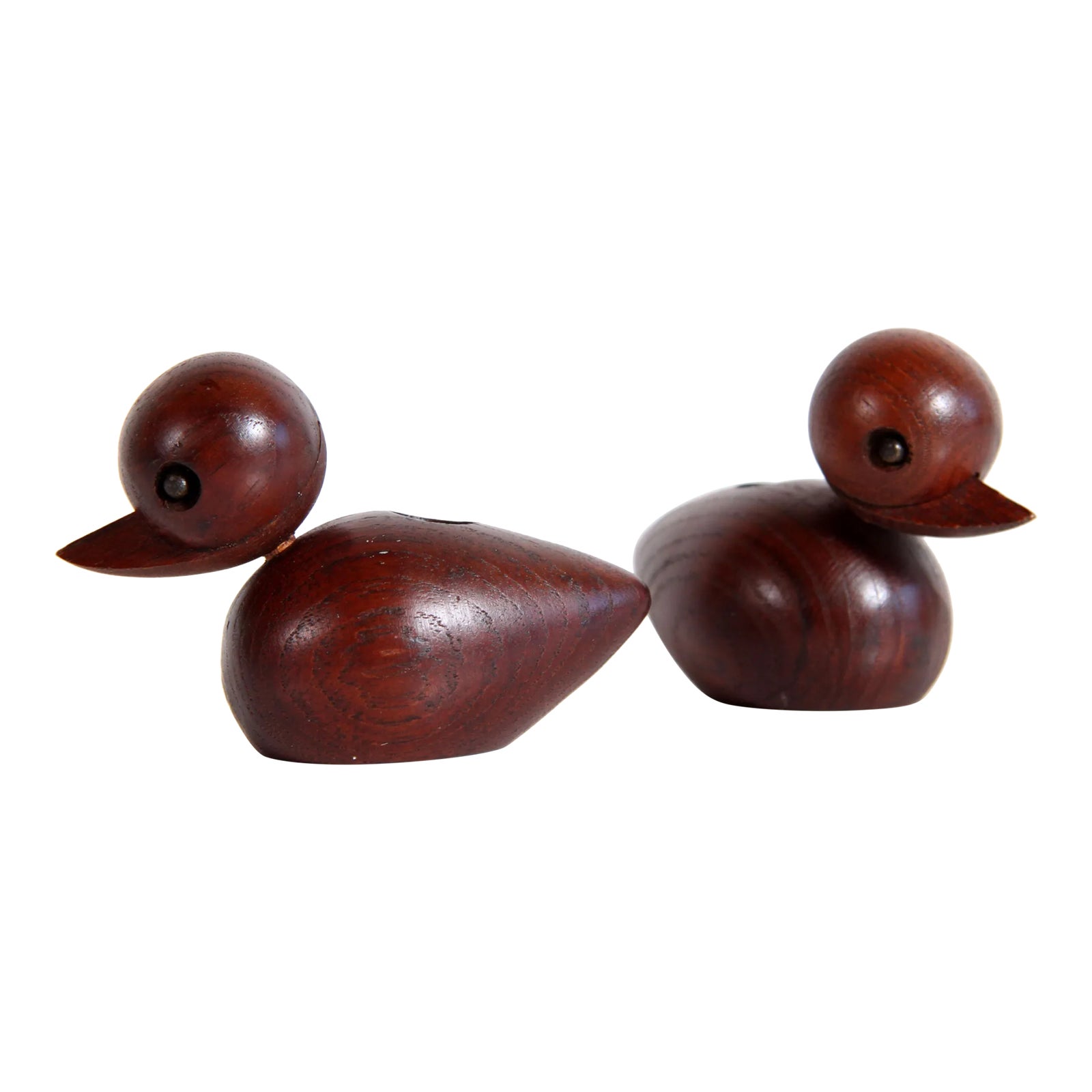Vintage Danish Modern Teak Carved Duck Candle Holders After Kay Bojesen - a Pair