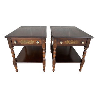 Hitchcock Harvest Maple Single Drawer Side/End Tables - A Pair For Sale