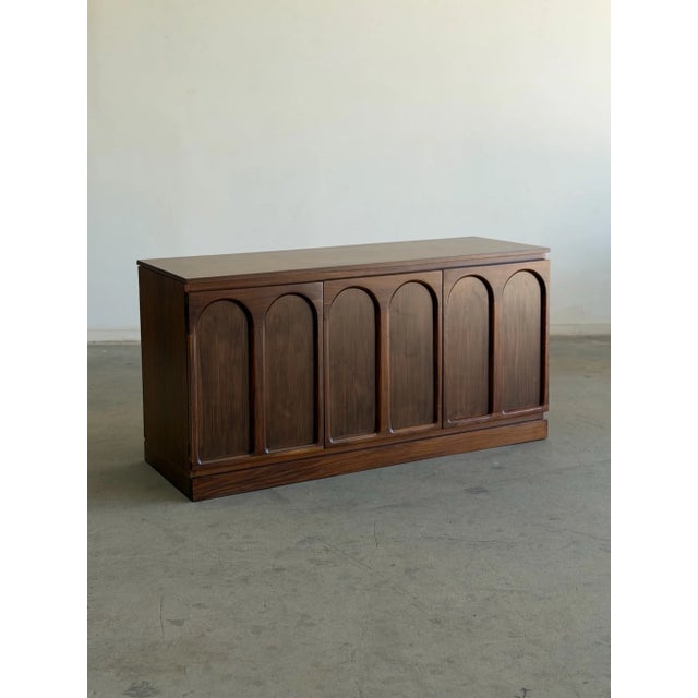 Mid-Century Modern 1960s Reworked Arched Walnut Credenza For Sale - Image 3 of 15