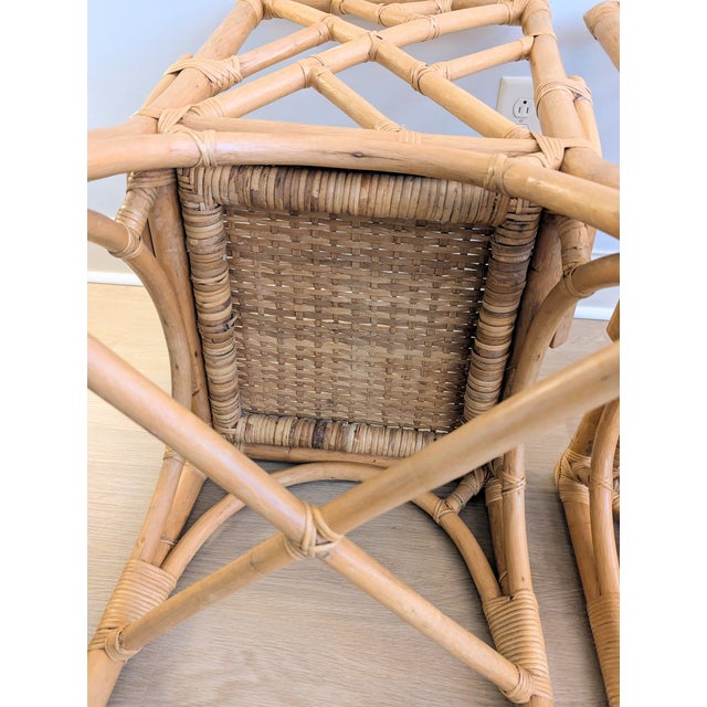 Vintage Chippendale Bamboo Chairs Natural Fretwork Cane Seat For Sale - Image 13 of 16