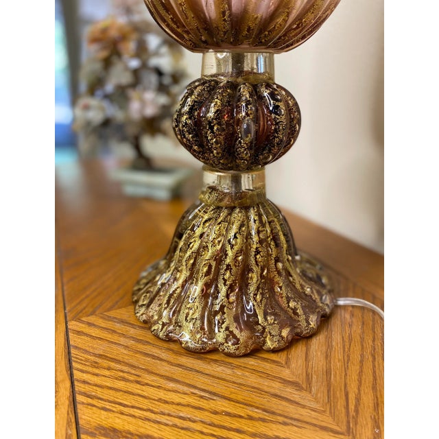 Gold 1970s Pink Gold Flecked Barovier Murano For Sale - Image 8 of 9