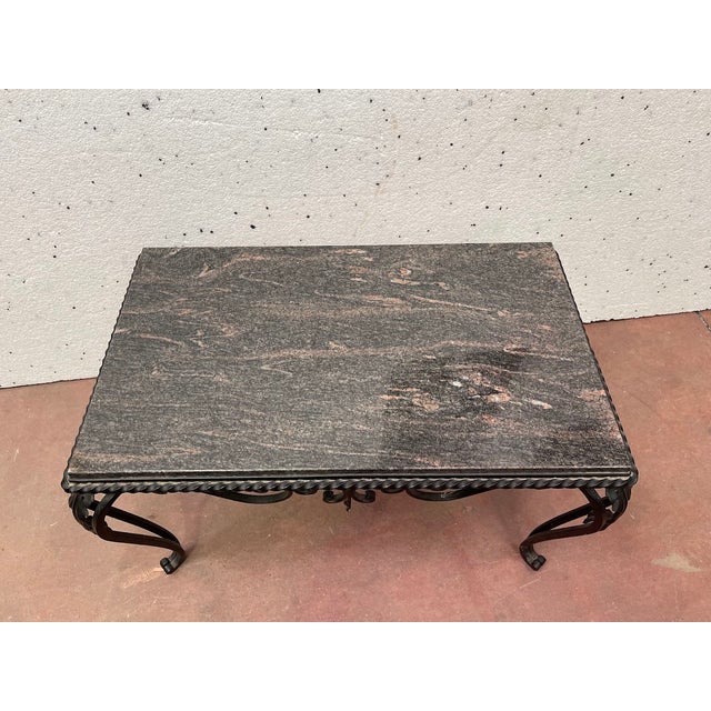 Wrought Iron and Marble Coffee Table, 20th Century For Sale - Image 6 of 10