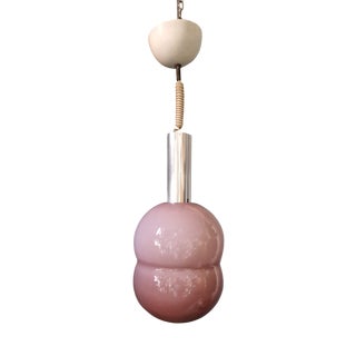 Bilobo Pendant Lamp in Pink Cased Glass with Aluminum Frame by Afra and Tobia Scarpa for Flos, Milan, Italy, 1963 For Sale