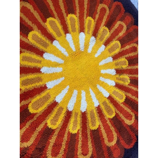 1960s Vintage French Hand-Knotted Cogolin Round Rug, 1960s For Sale - Image 5 of 18