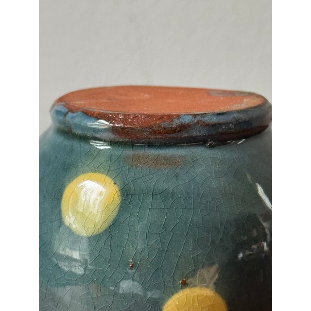 Ceramic Mid-Century French Savoyard "Terre Vernissée" Attributed Polka Dot Redware Cachepot in the Style of St. Jorioz For Sale - Image 7 of 12