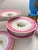 1910s Antique French Pink Old Paris Porcelain hand-painted dessert set with 12 plates and 5 assorted tazzas, porcelain with gilt accents - 17 pcs For Sale - Image 5 of 18