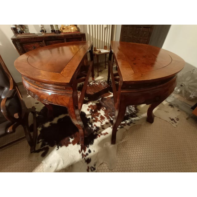 Maroon Rosewood Round Table For Sale - Image 8 of 12