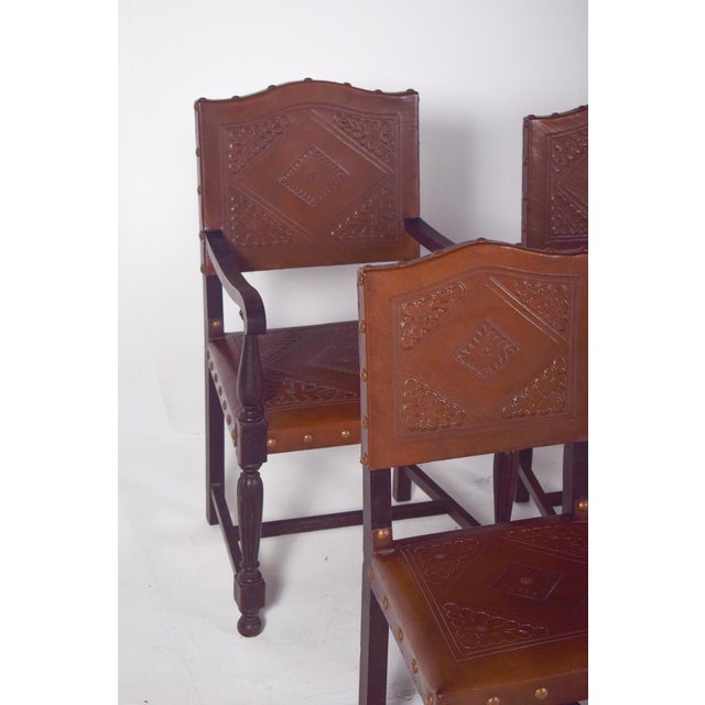 Chairs with Studded Leather Backs and Seats, Set of 8 For Sale - Image 3 of 12