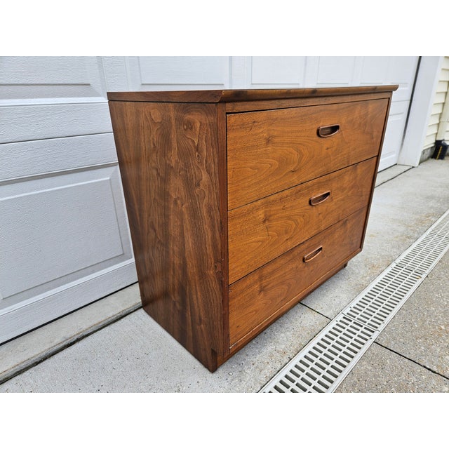 Brown Lane Furniture Walnut Three Drawer Chest of Drawers Dresser For Sale - Image 8 of 10