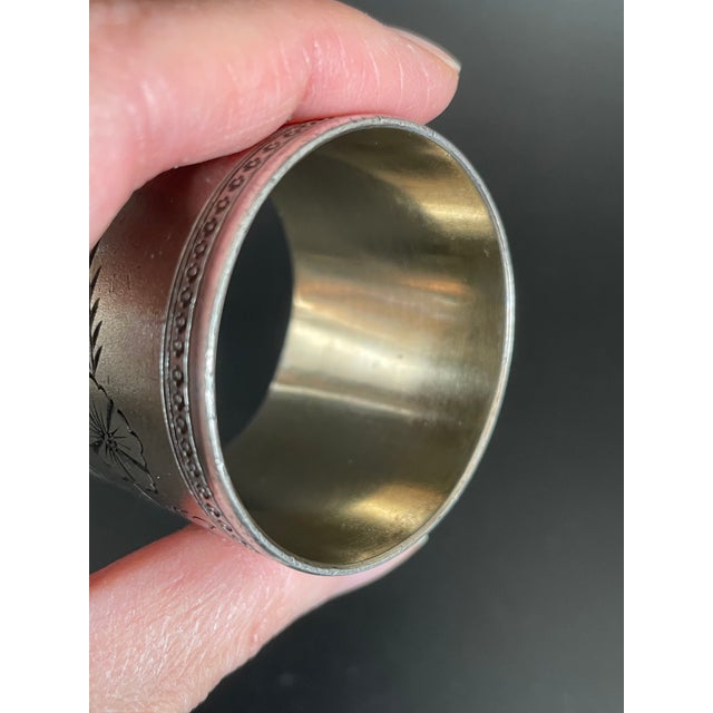 Set of 2 Aesthetic Movement Nickel Silver Napkin Rings, Monogrammed For Sale - Image 10 of 10